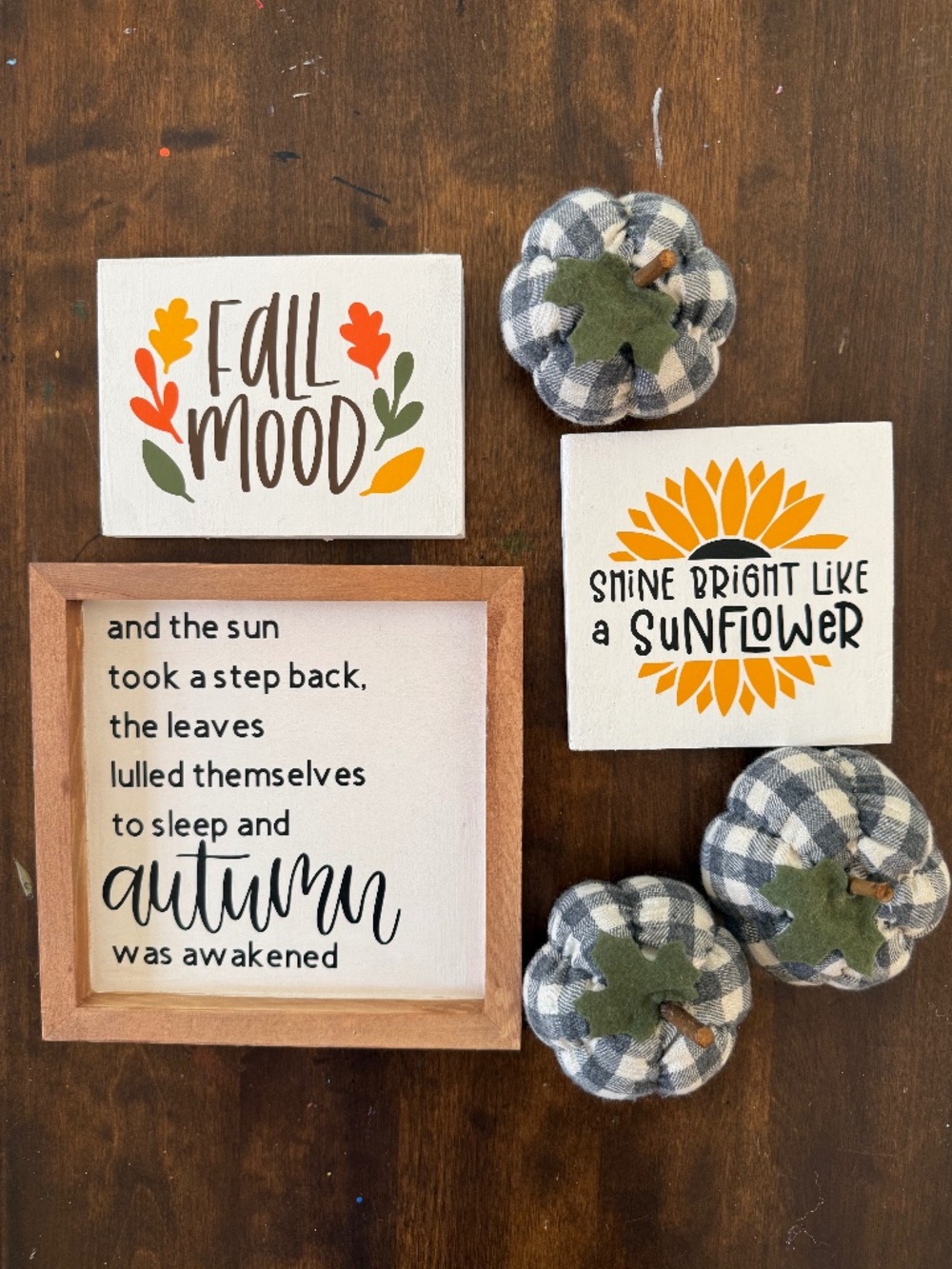 Handmade Fall/Autumn Farmhouse Wood Signs + Fabric Pumpkins